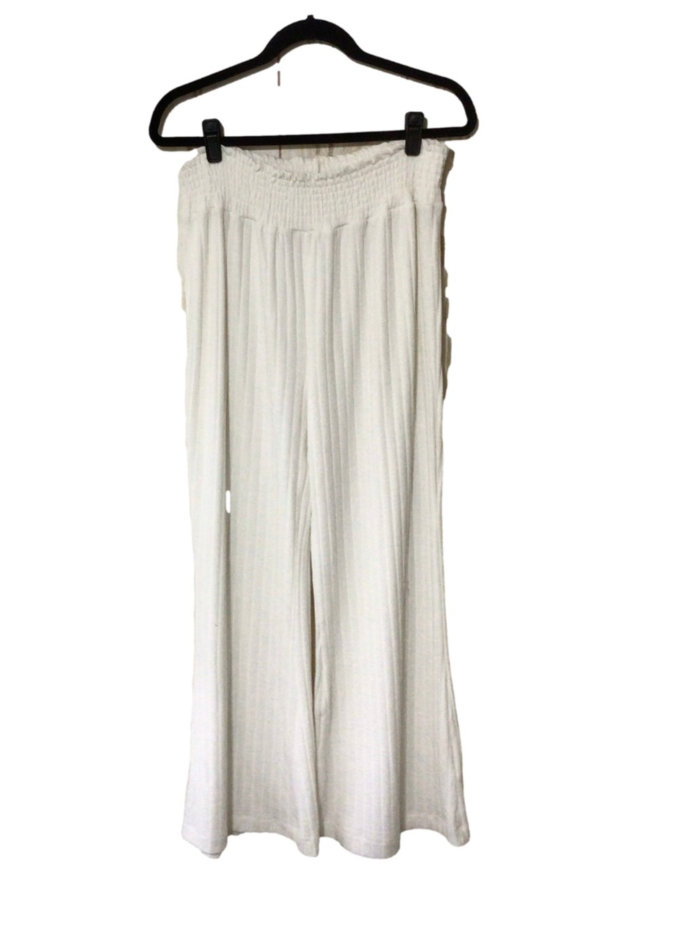 NWOT Bishop + Young Off-White Wide Leg Rib Knit Pants S Neutral Minimalist